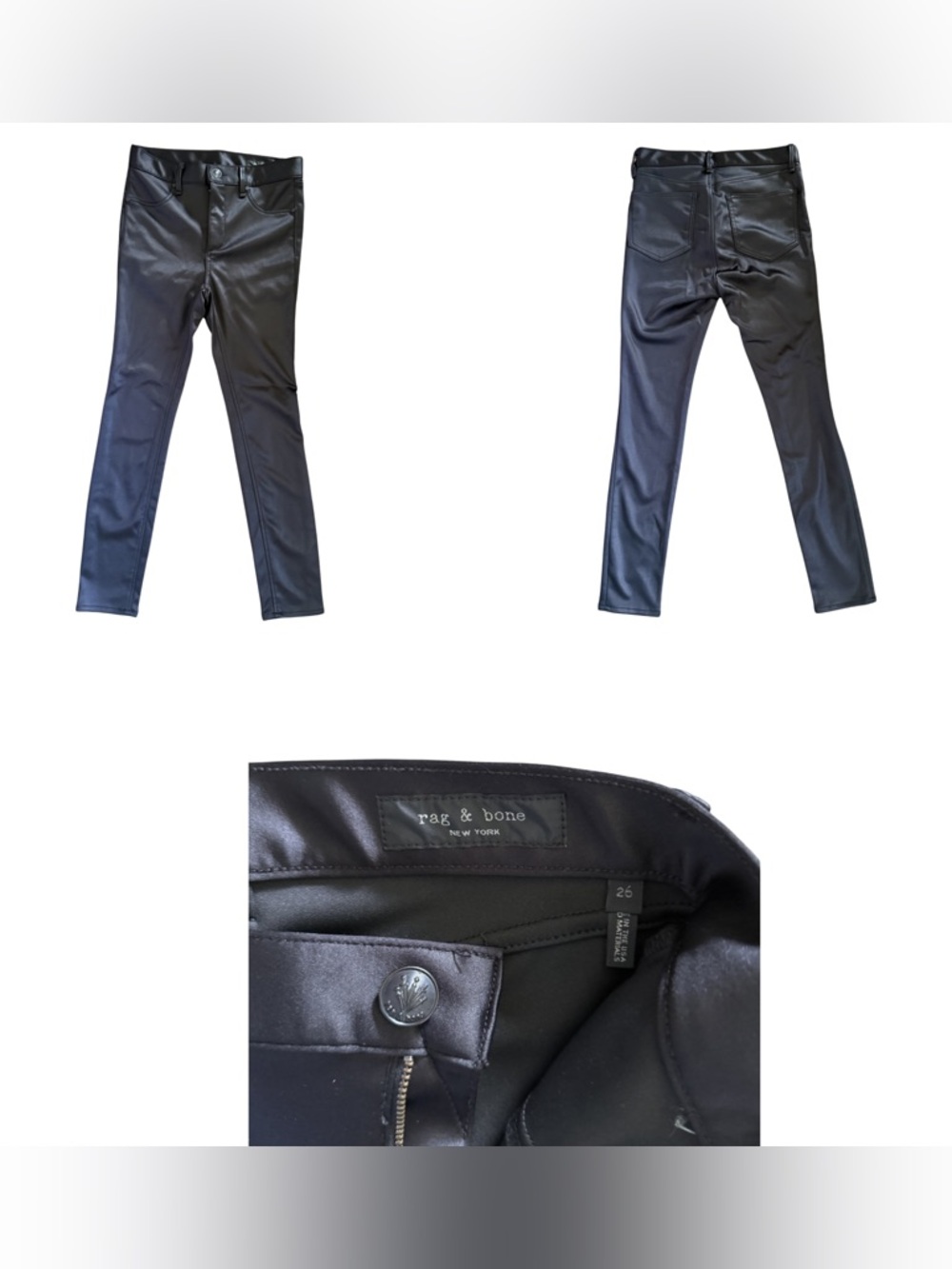 rag & bone New York Black Coated High-Rise Skinny Jeans